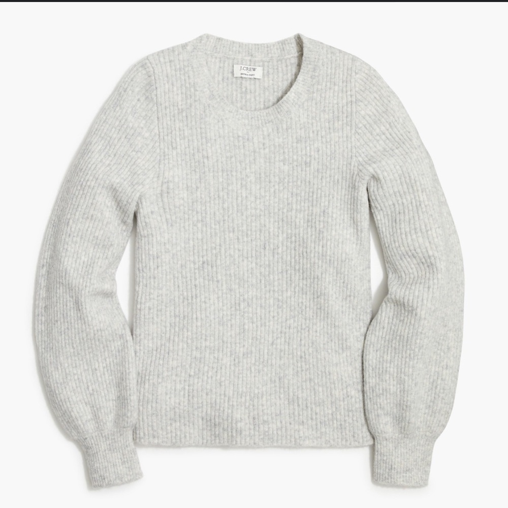 J. Crew Puff Sleeve Gray Sweater